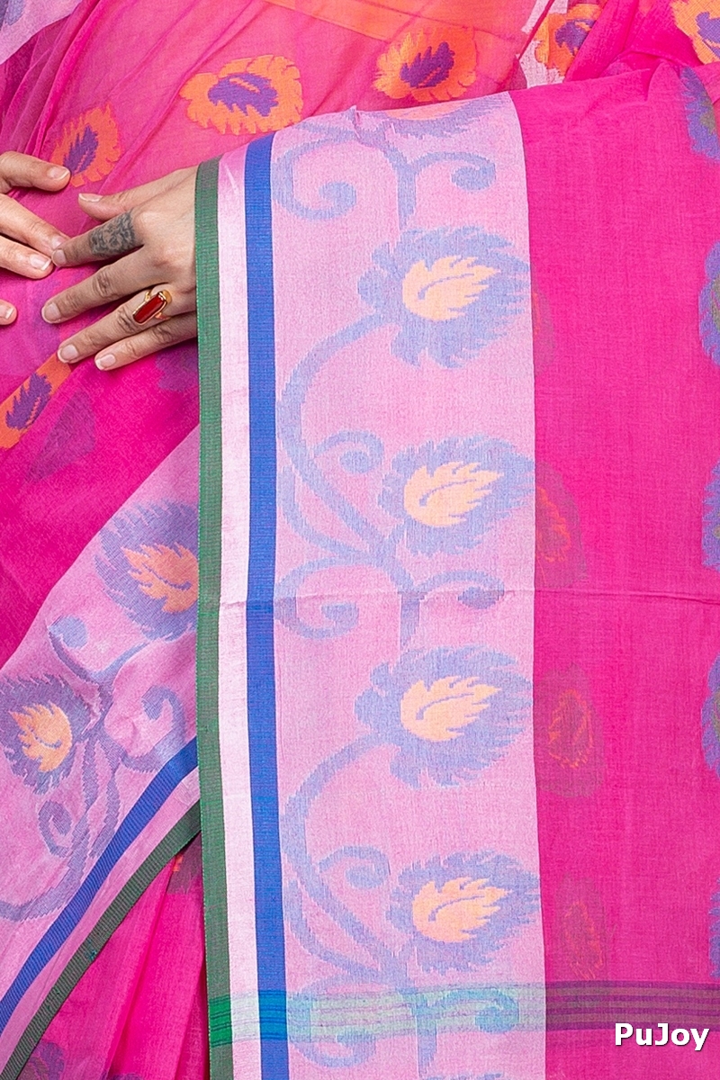 Pink Pure Cotton HapChaka Tant Saree (886)