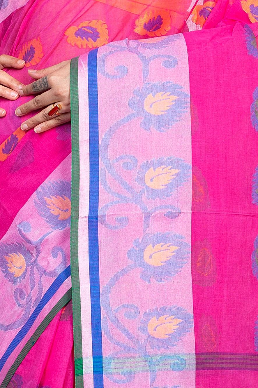 Pink Pure Cotton HapChaka Tant Saree (886)