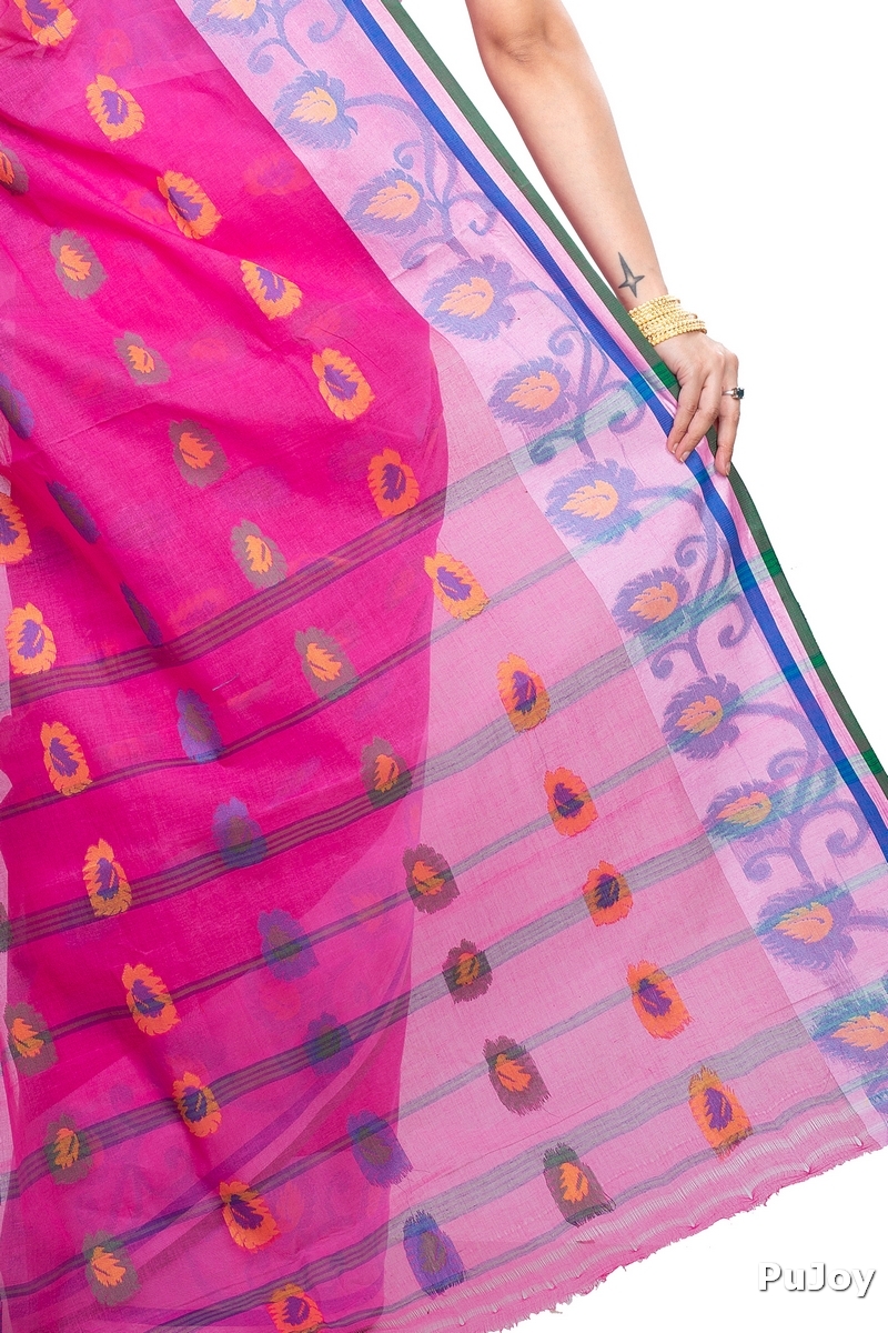 Pink Pure Cotton HapChaka Tant Saree (886)