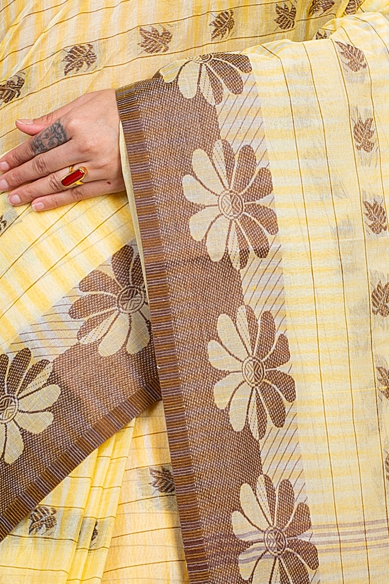 Brown Pure Cotton KotkiTat Tant Saree (889)