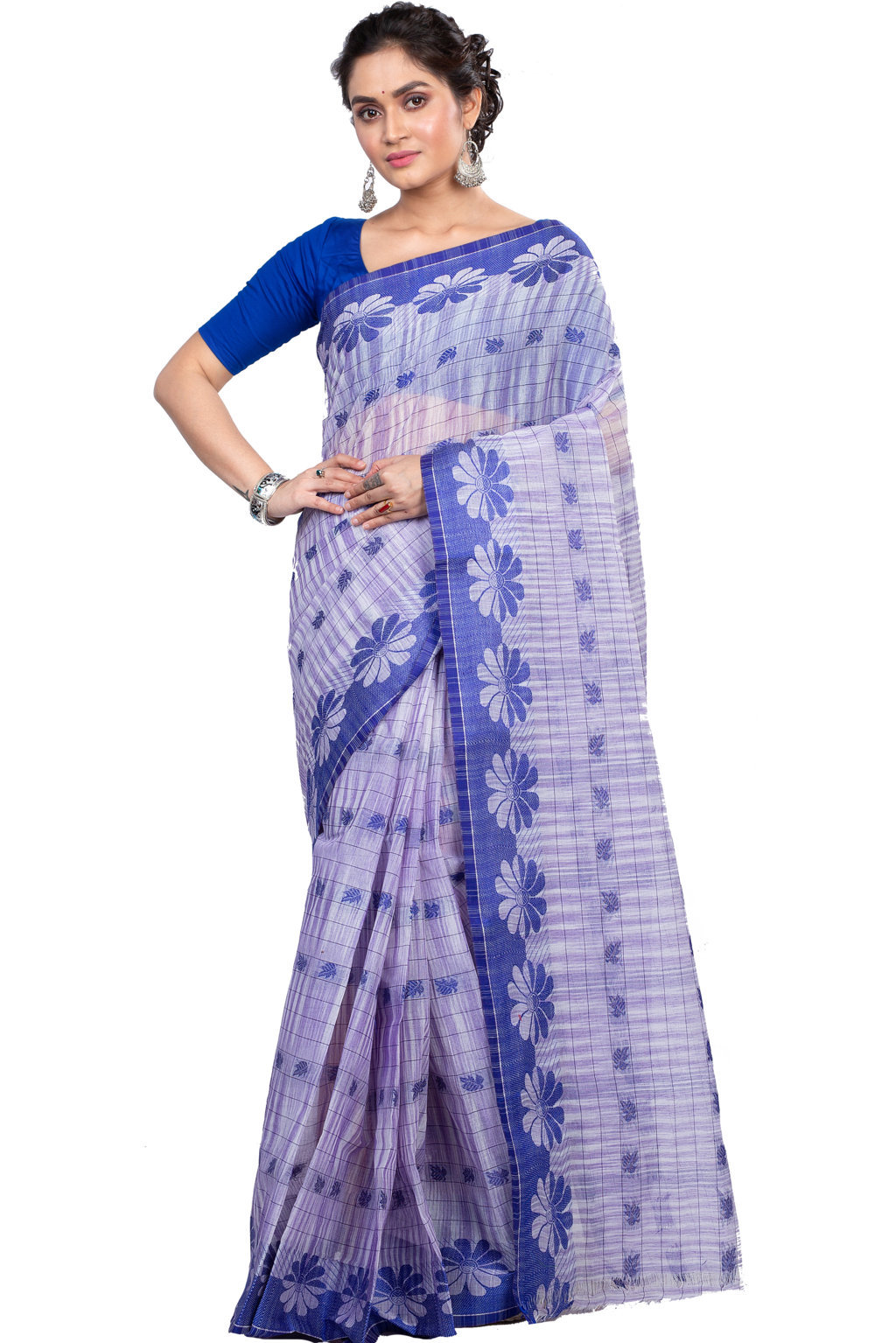 Parpel Blue Pure Cotton KotkiTat Tant Saree (891)