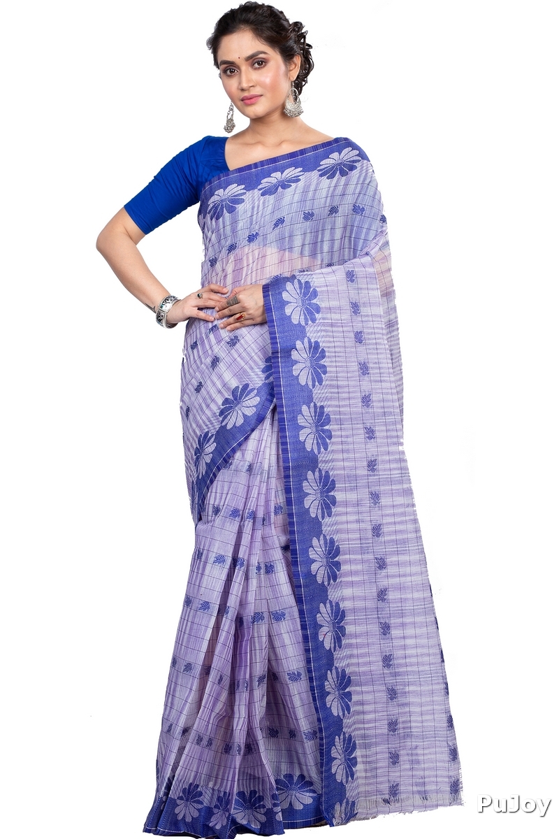 Parpel Blue Pure Cotton KotkiTat Tant Saree (891)