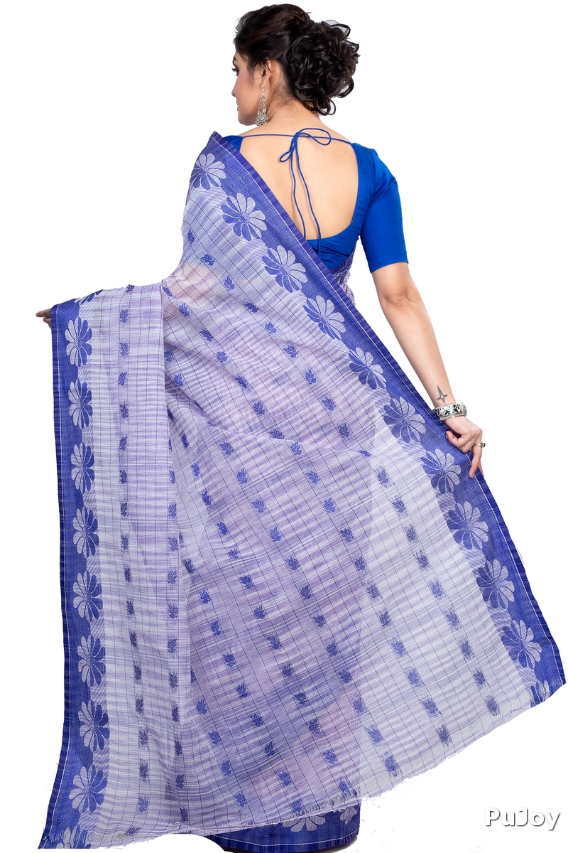 Parpel Blue Pure Cotton KotkiTat Tant Saree (891)