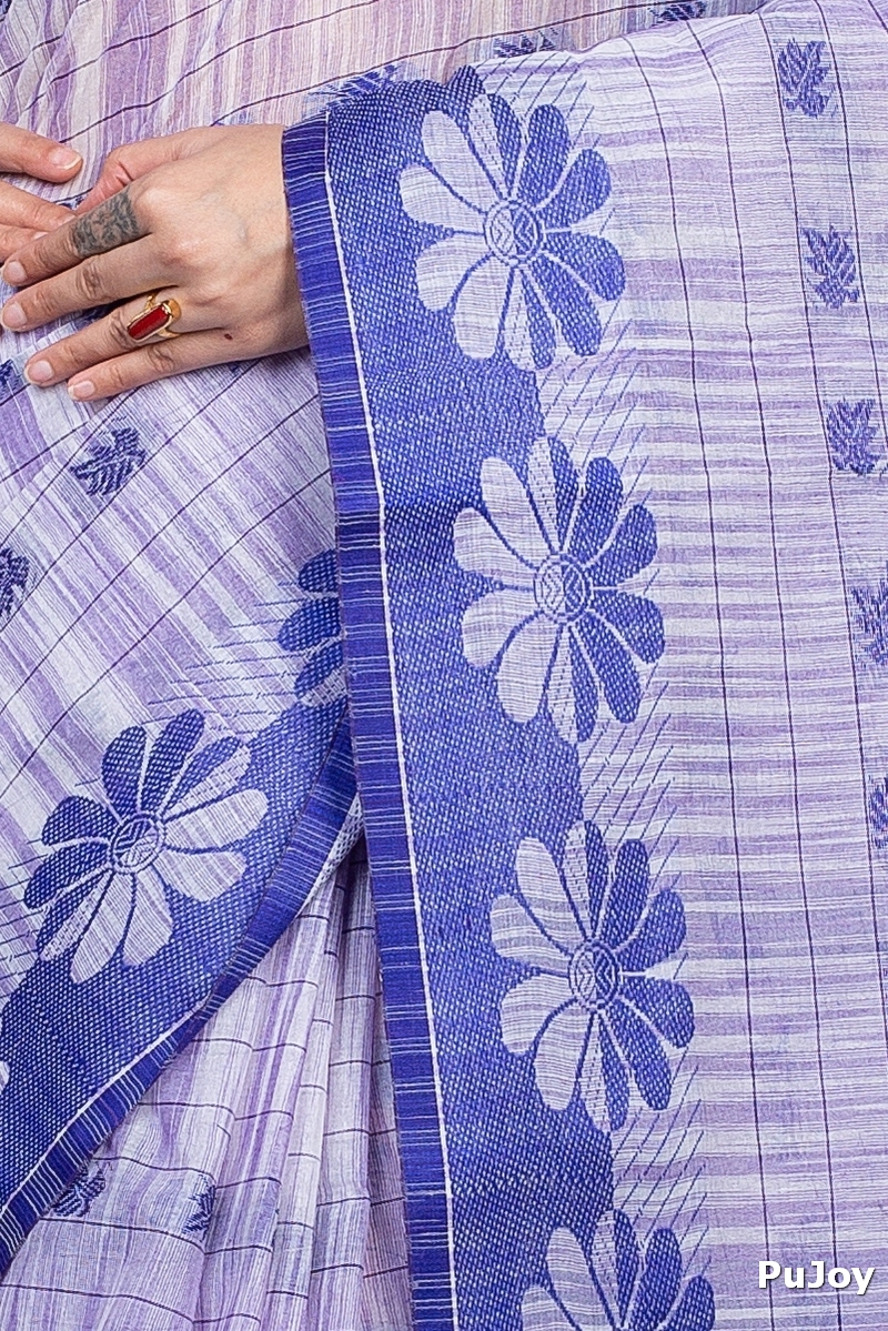 Parpel Blue Pure Cotton KotkiTat Tant Saree (891)