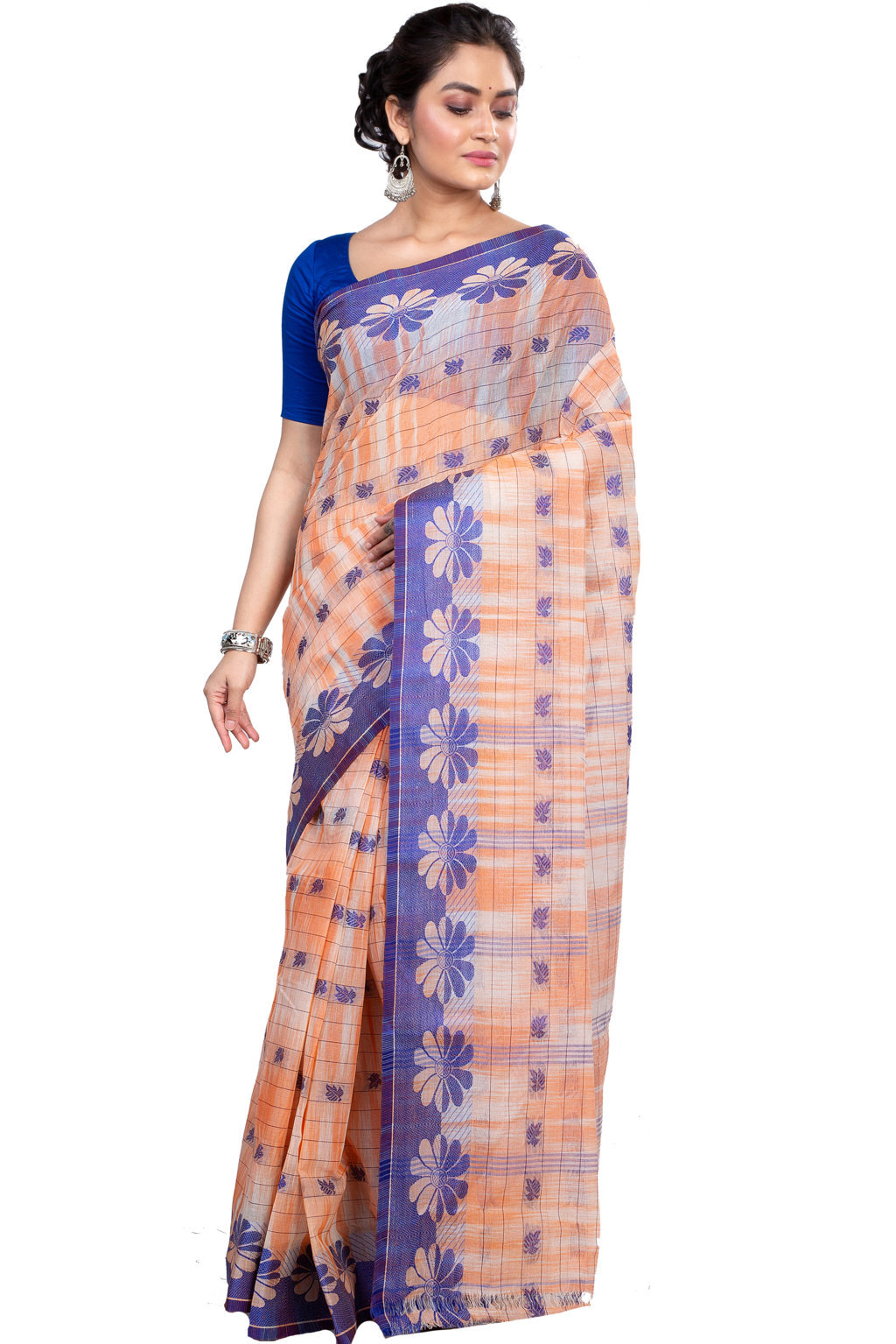 Light Orange Pure Cotton KotkiTat Tant Saree (892)