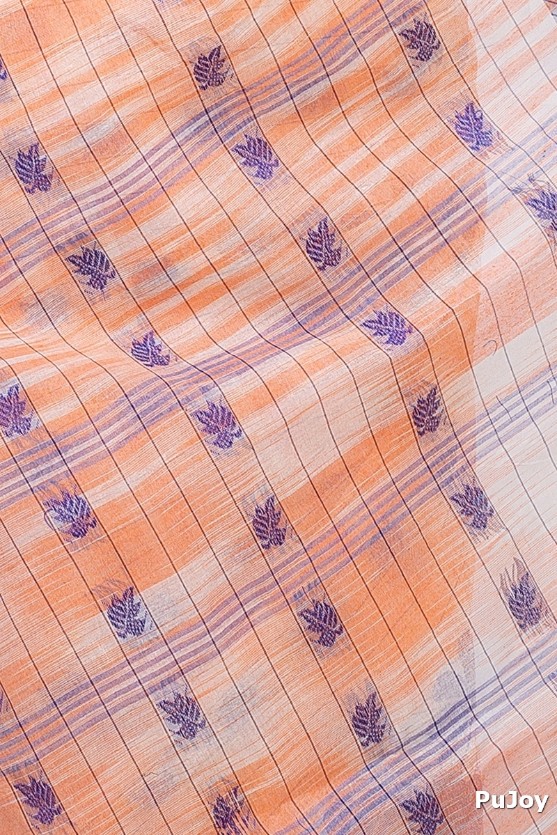 Light Orange Pure Cotton KotkiTat Tant Saree (892)