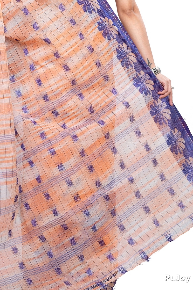 Light Orange Pure Cotton KotkiTat Tant Saree (892)