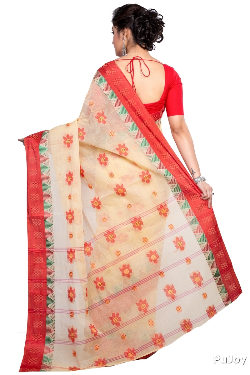 Red Pure Cotton Palasful Tant Saree (894)