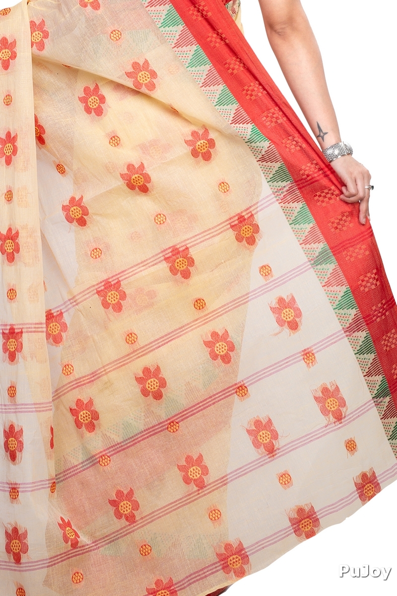 Red Pure Cotton Palasful Tant Saree (894)