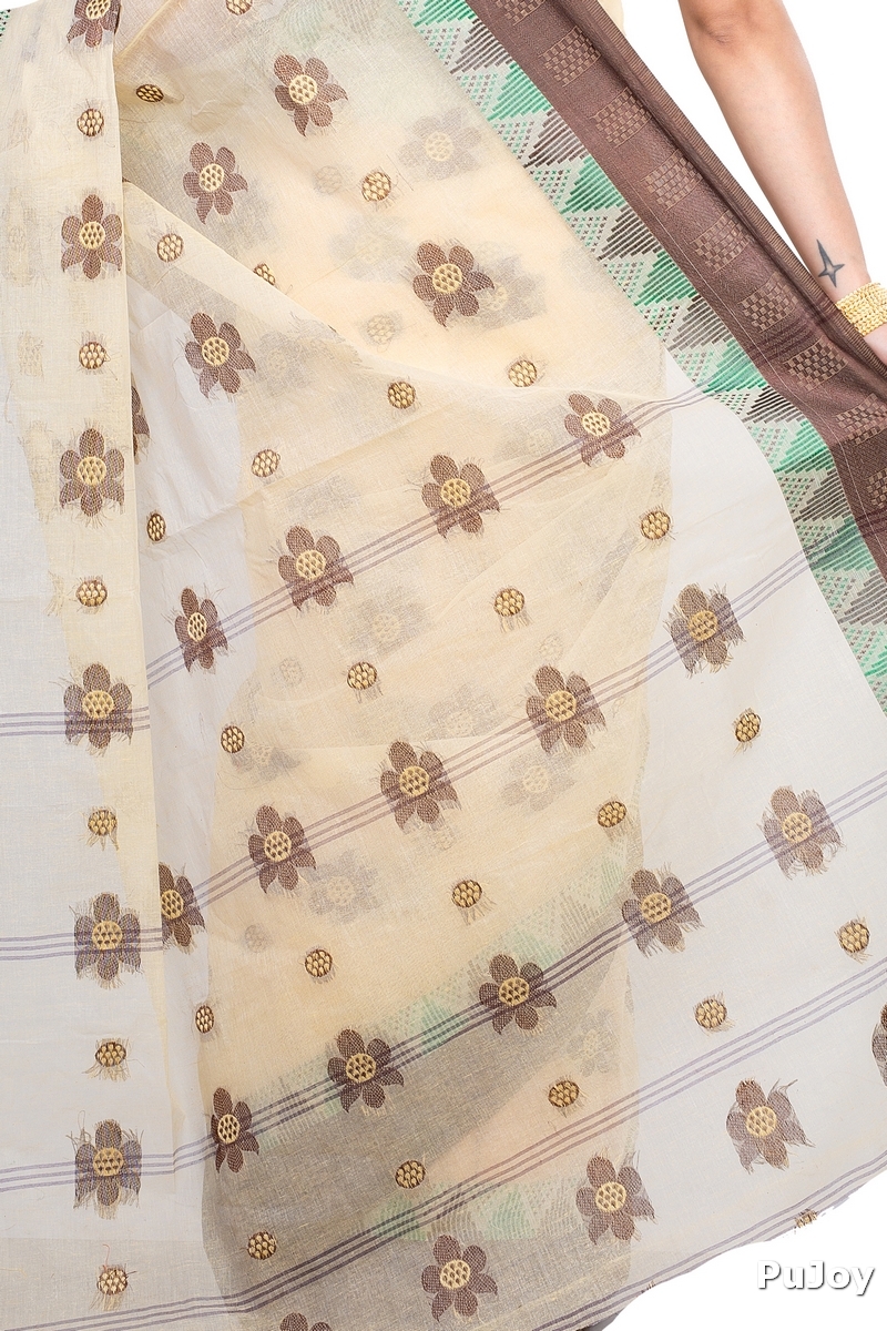 Brown Pure Cotton Palasful Tant Saree (895)