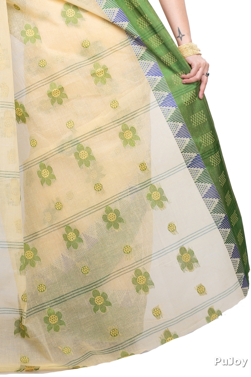 Green Pure Cotton Palasful Tant Saree (896)