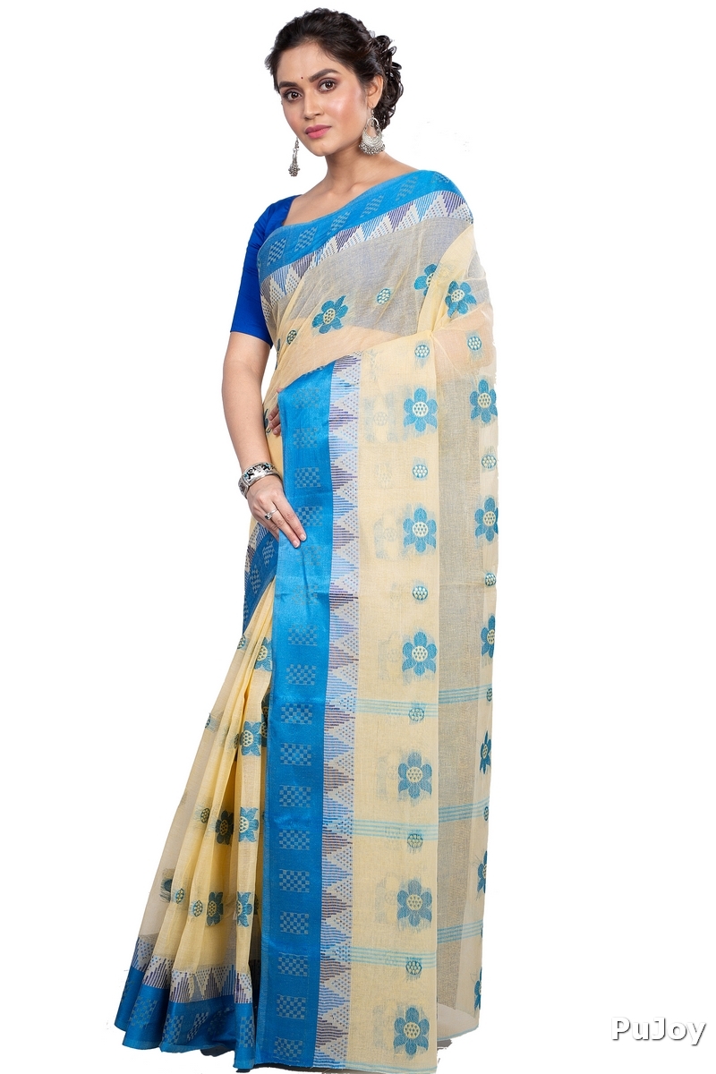 Sky Blue Pure Cotton Palasful Tant Saree (897)