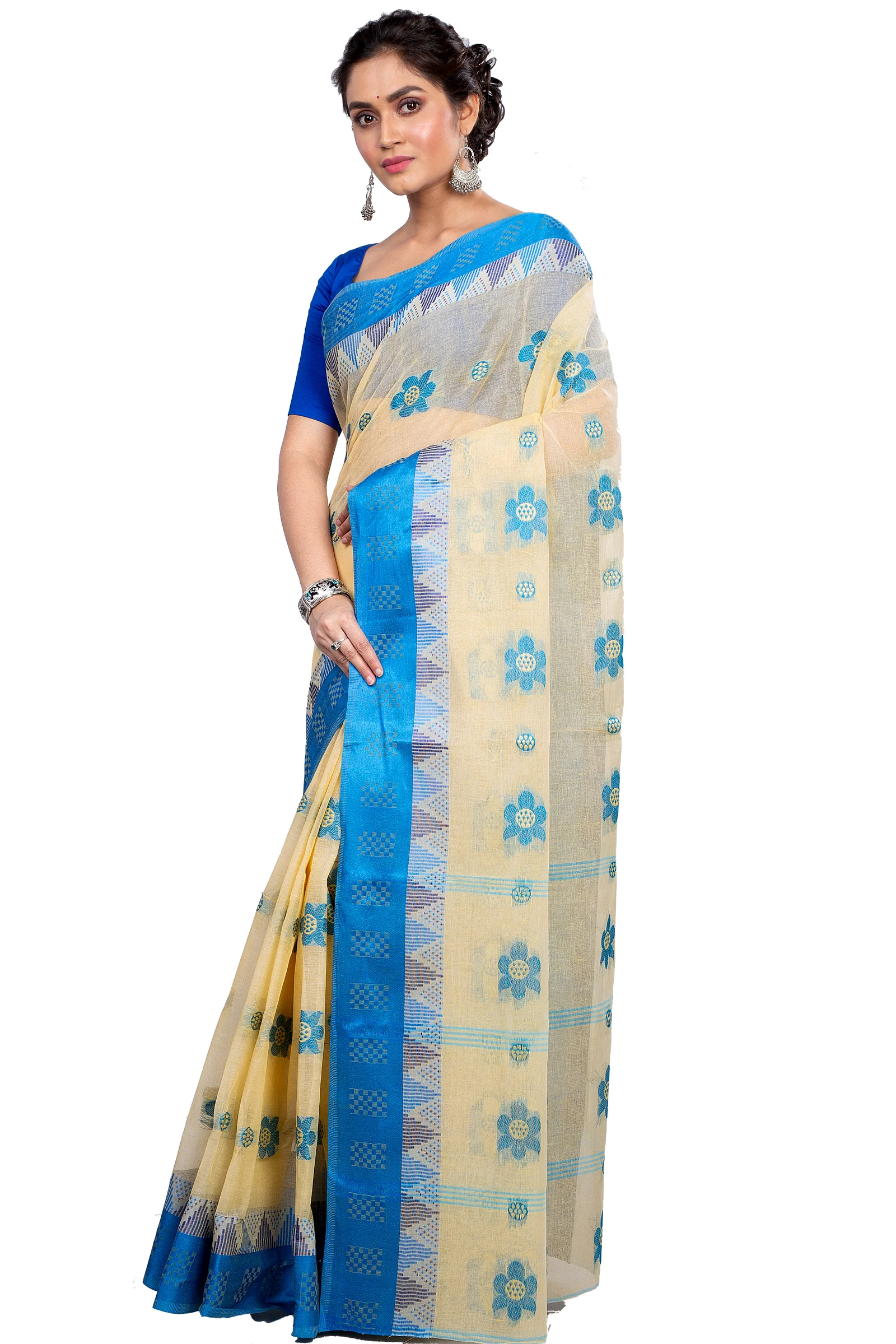 Sky Blue Pure Cotton Palasful Tant Saree (897)