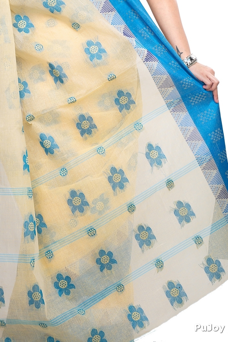 Sky Blue Pure Cotton Palasful Tant Saree (897)