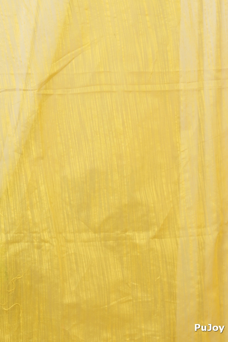 Yellow Blended Cotton Anito Hand Painted Saree (9005)