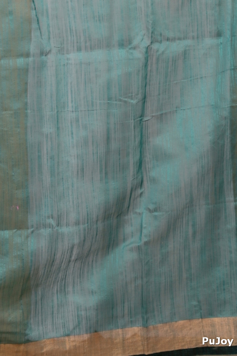 Green Blended Cotton Anito Hand Painted Saree (9009)