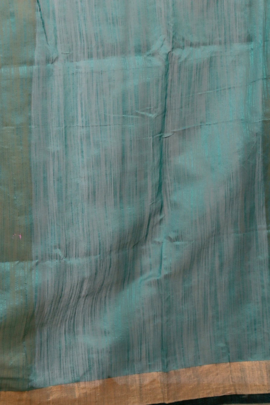 Green Blended Cotton Anito Hand Painted Saree (9009)