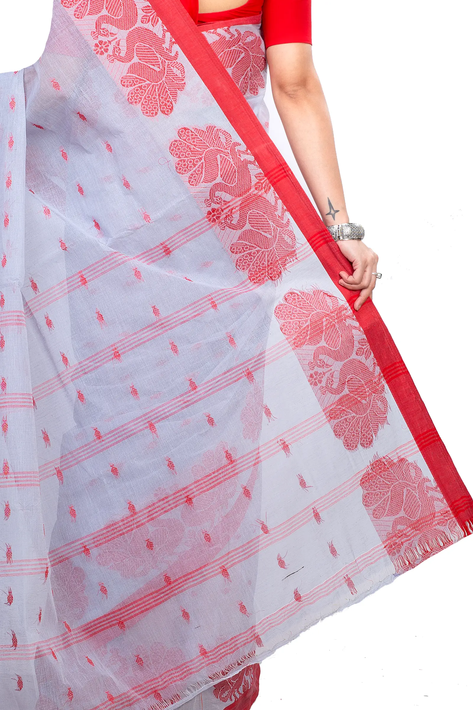 Assh Pure Cotton MOYUR PAR Tant Saree (902)