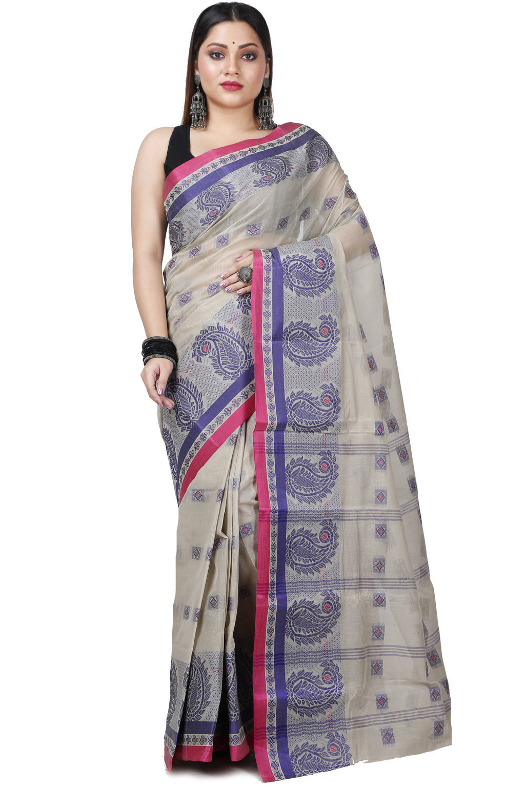 Grey Pure Cotton Aloka Tant Saree (906)