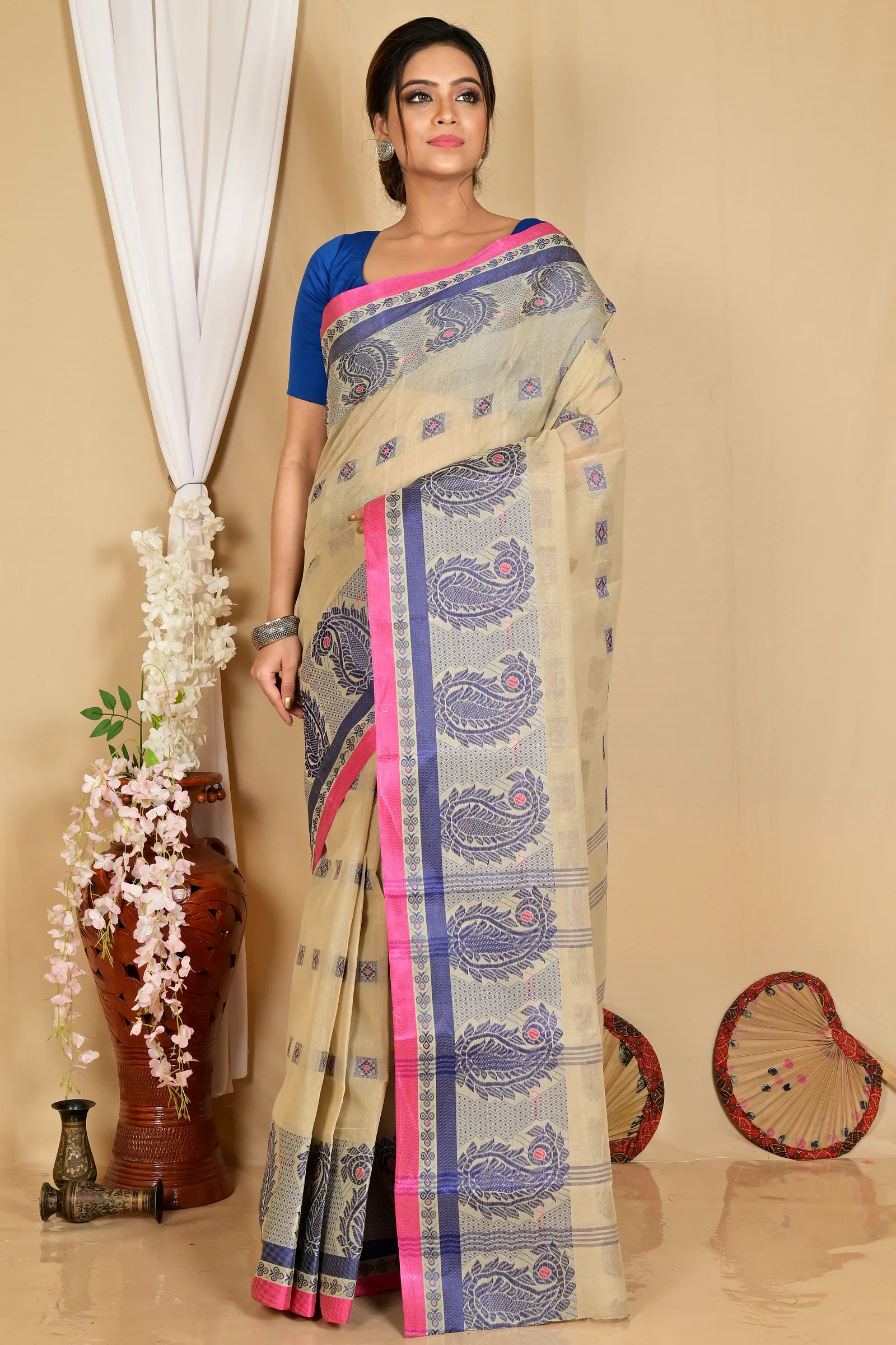 Grey Pure Cotton Aloka Tant Saree (906)