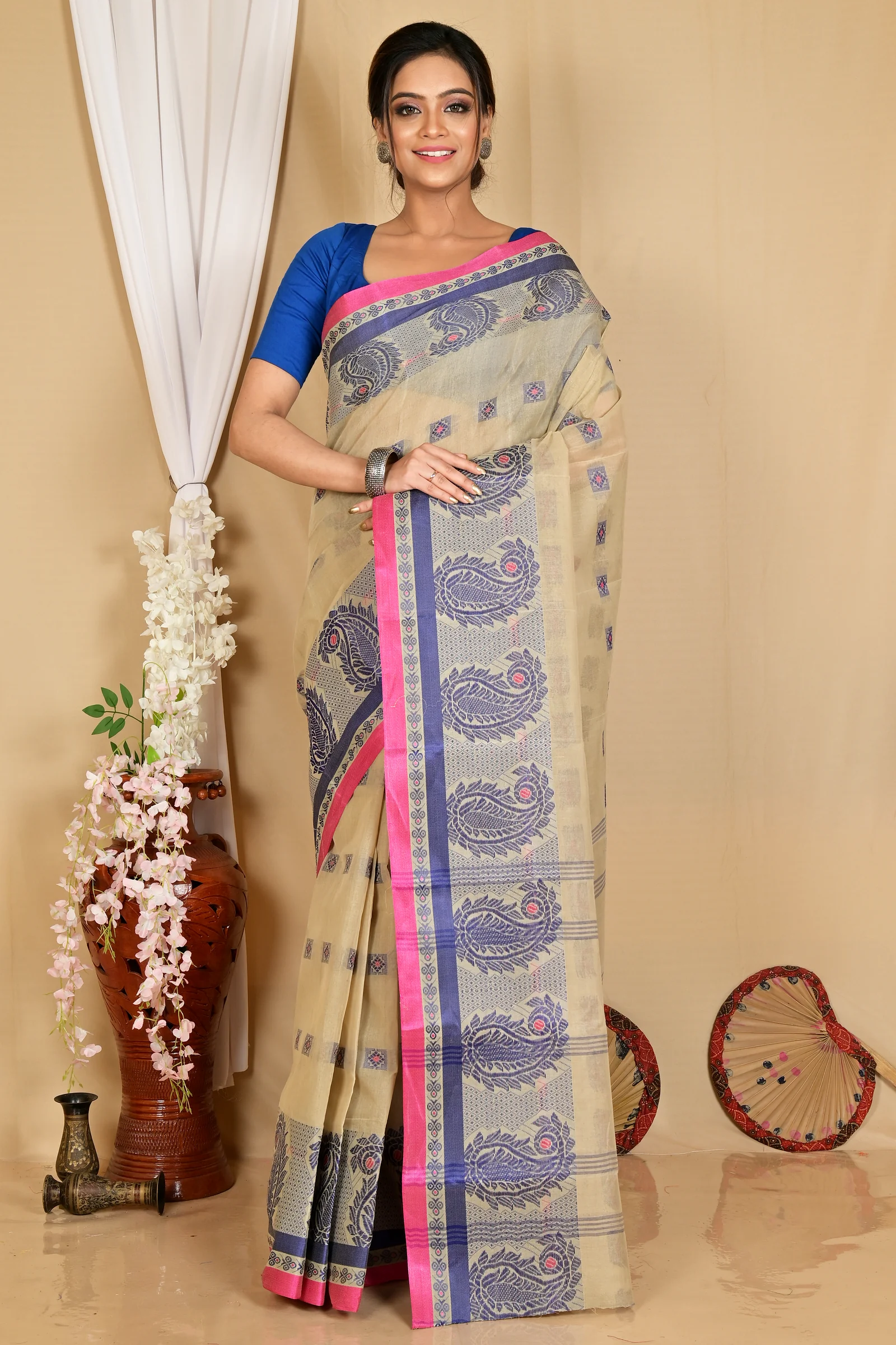 Grey Pure Cotton Aloka Tant Saree (906)