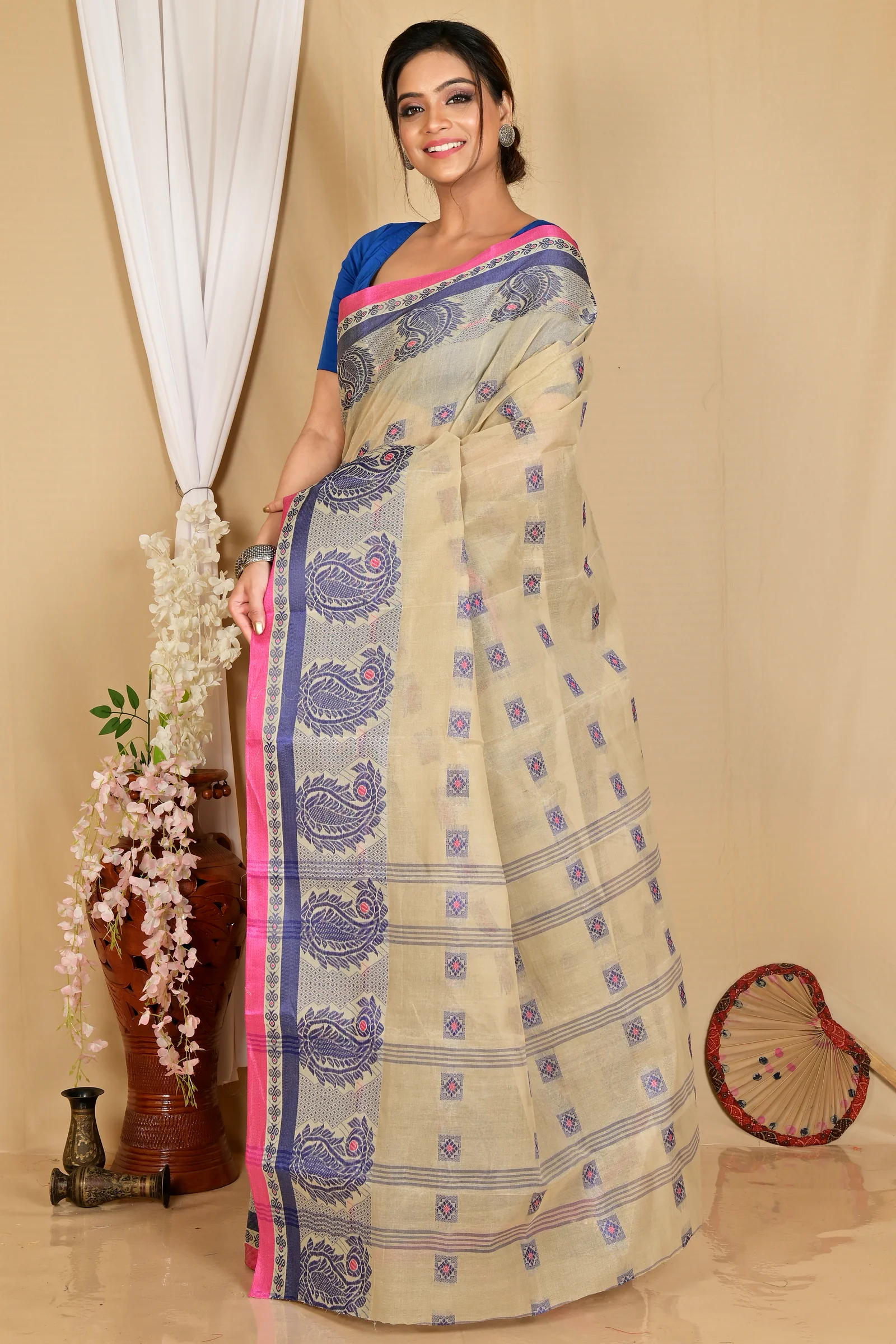Grey Pure Cotton Aloka Tant Saree (906)