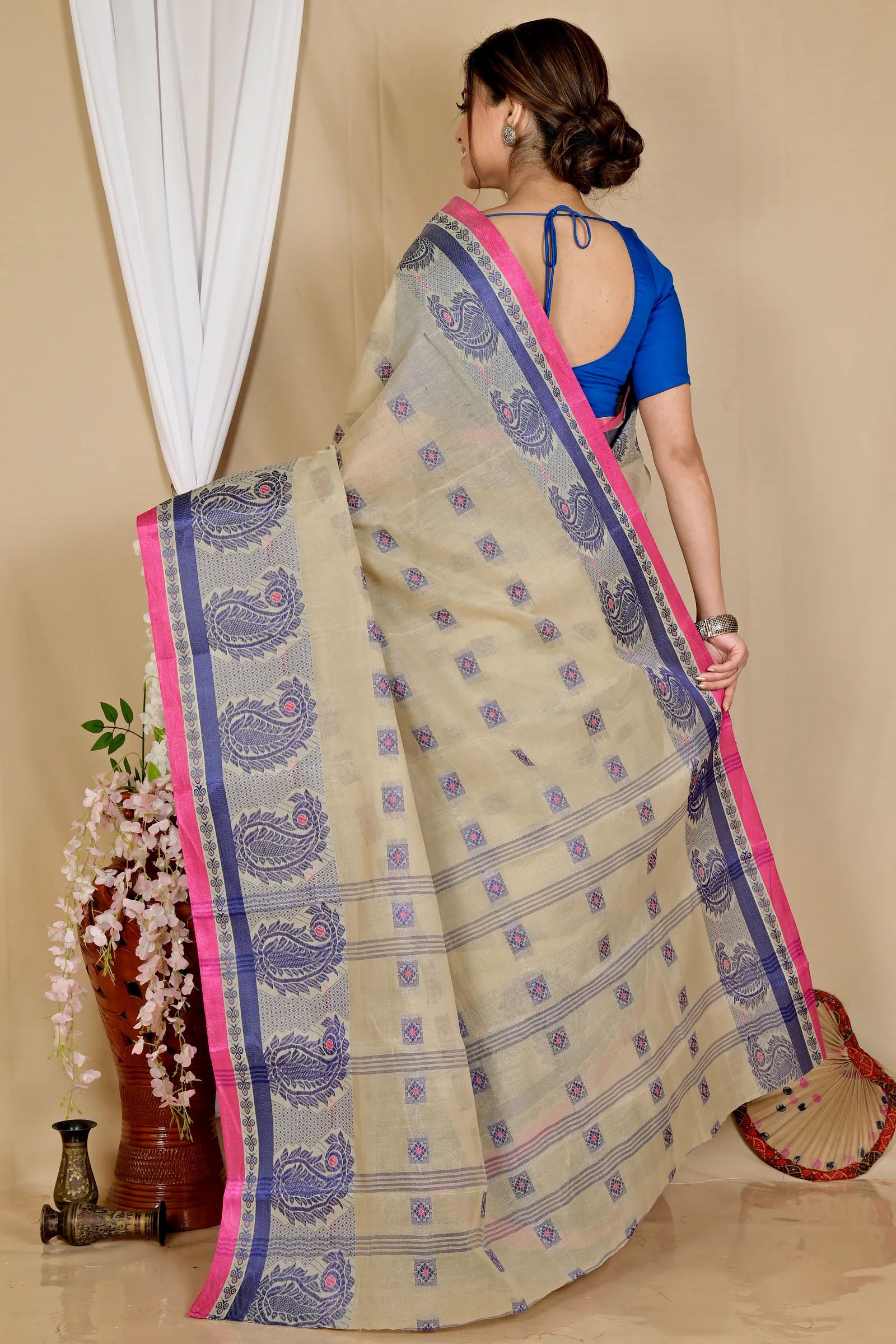 Grey Pure Cotton Aloka Tant Saree (906)