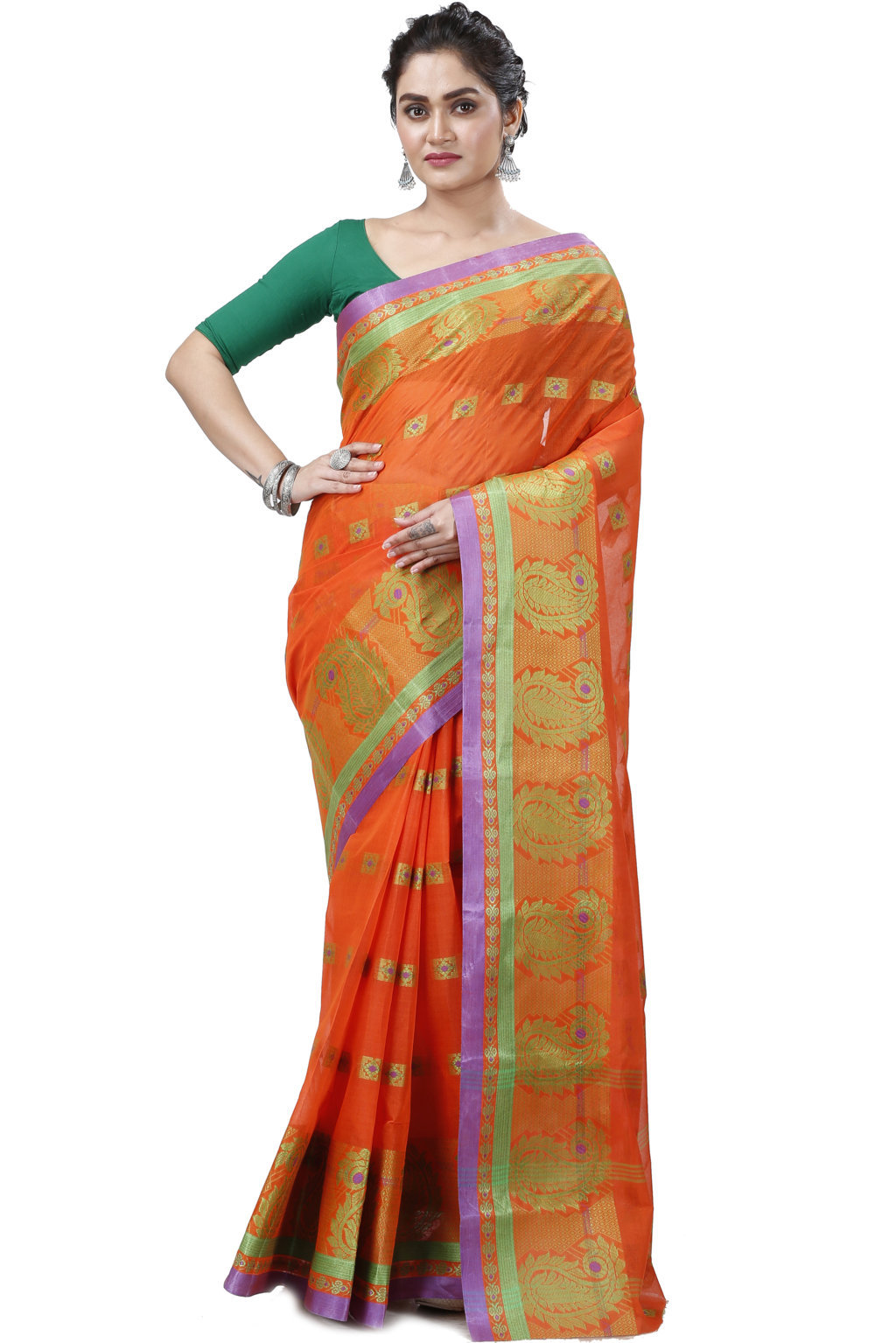 Orange Pure Cotton Aloka Tant Saree (907)