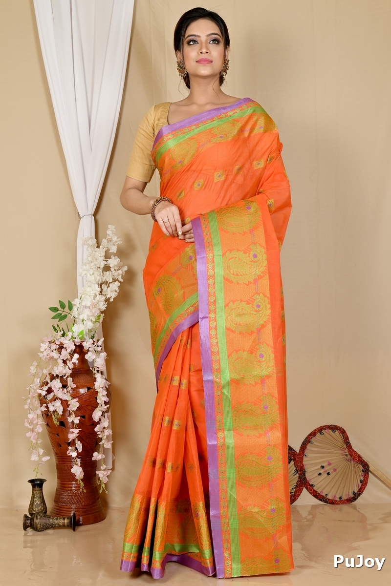 Orange Pure Cotton Aloka Tant Saree (907)