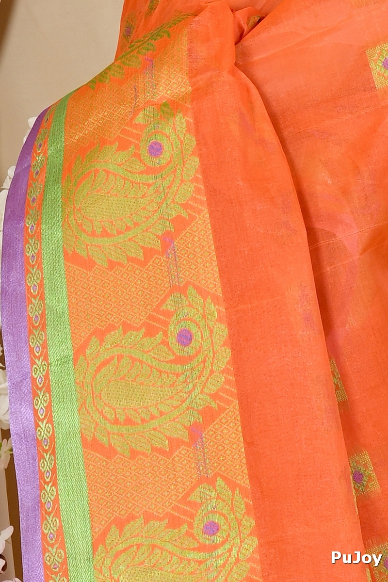 Orange Pure Cotton Aloka Tant Saree (907)