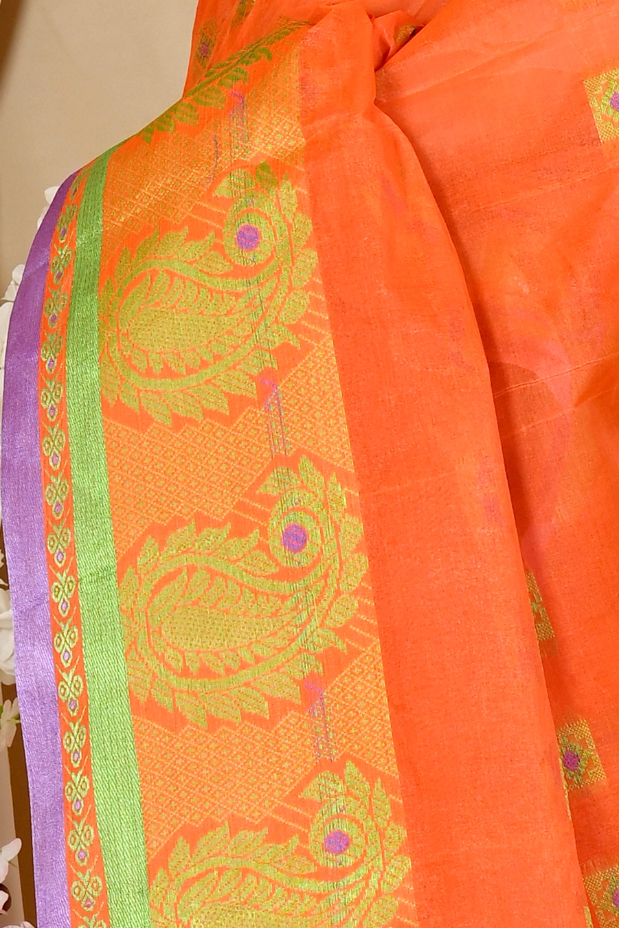 Orange Pure Cotton Aloka Tant Saree (907)