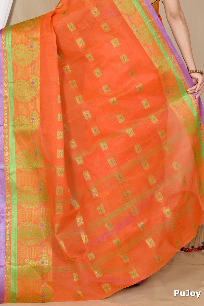 Orange Pure Cotton Aloka Tant Saree (907)