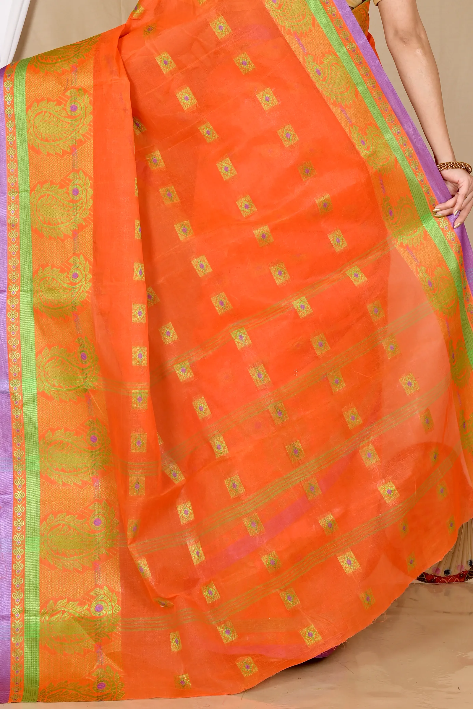 Orange Pure Cotton Aloka Tant Saree (907)
