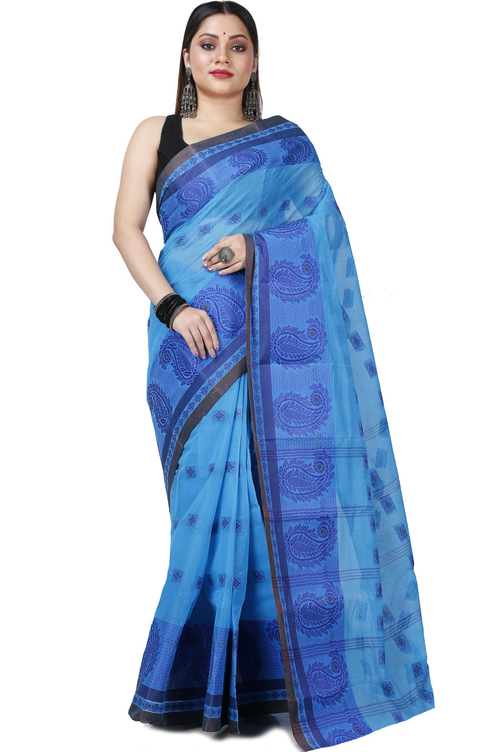 Blue Pure Cotton Aloka Tant Saree (908)