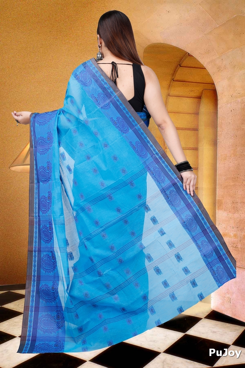 Blue Pure Cotton Aloka Tant Saree (908)
