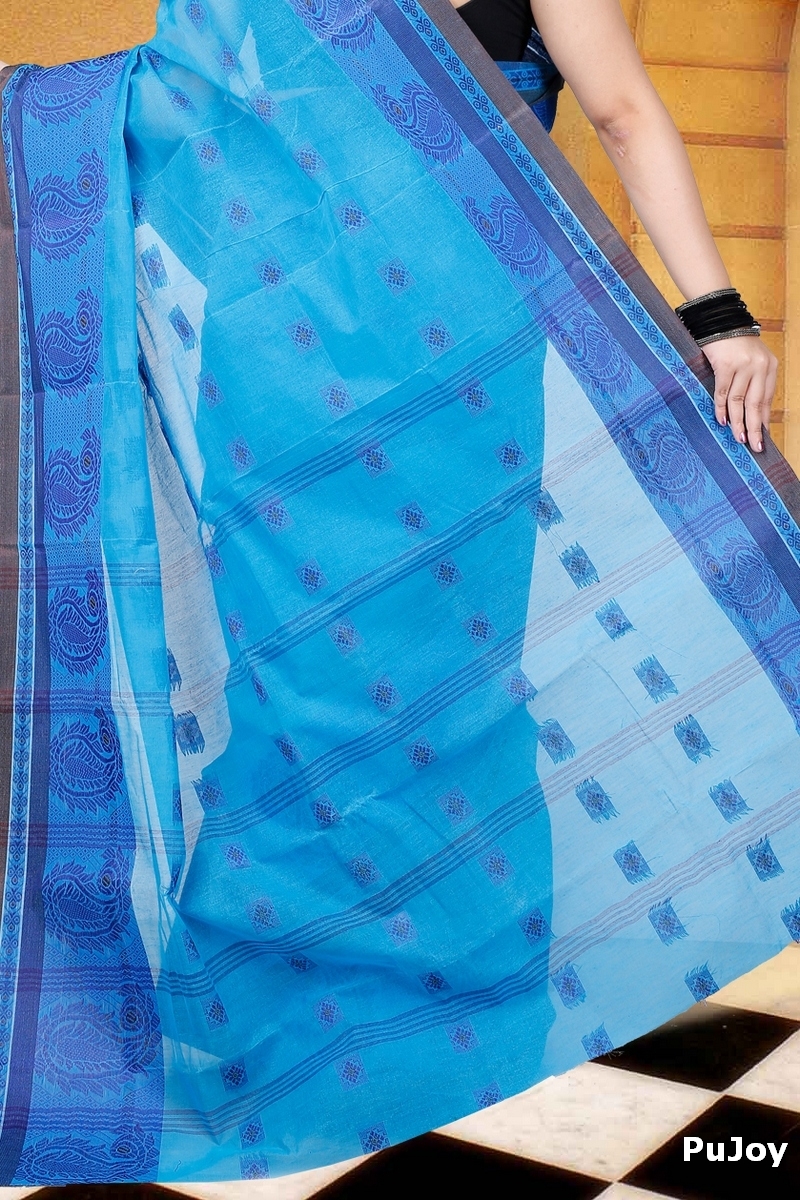 Blue Pure Cotton Aloka Tant Saree (908)