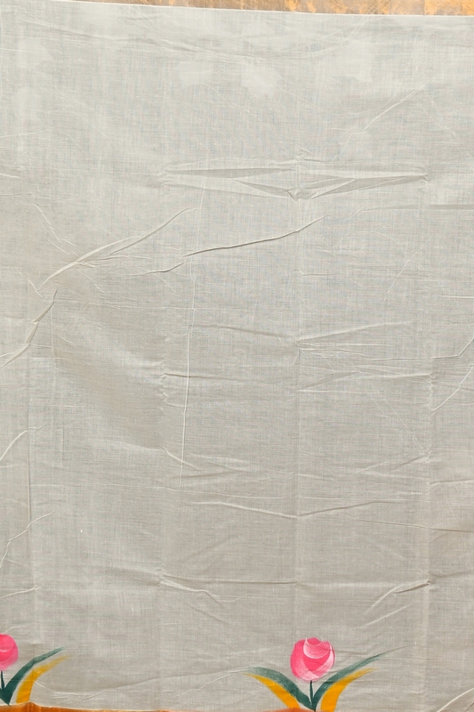 Multi-Coloured Pure Cotton Hataka Hand Painted Saree (9083)