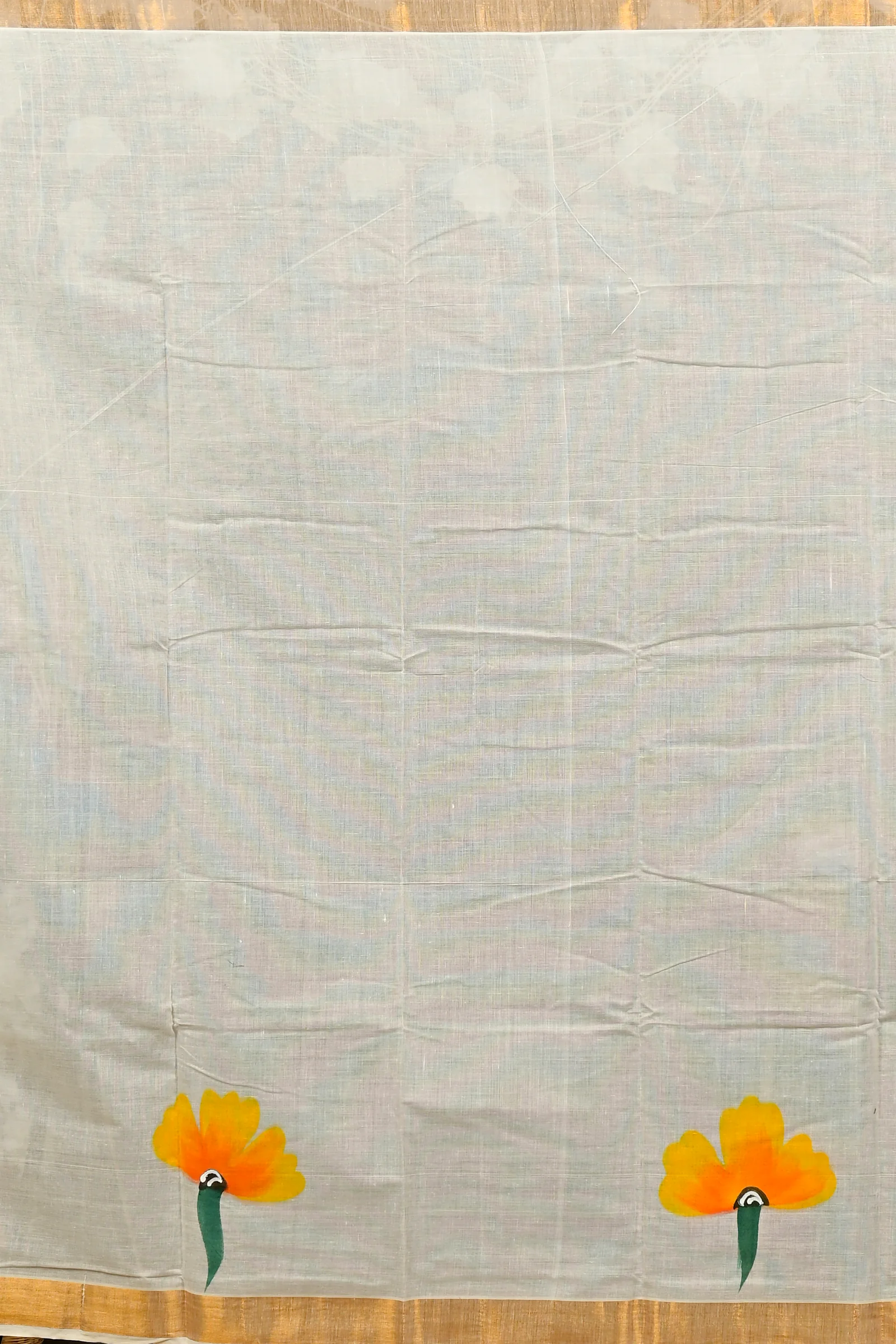 Multi-Coloured Pure Cotton Hataka Hand Painted Saree (9084)