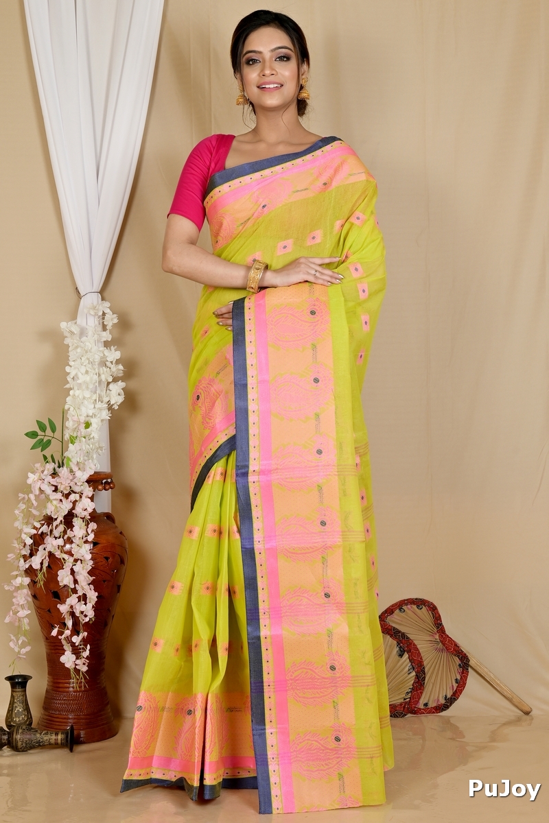 Green Pure Cotton Aloka Tant Saree (909)