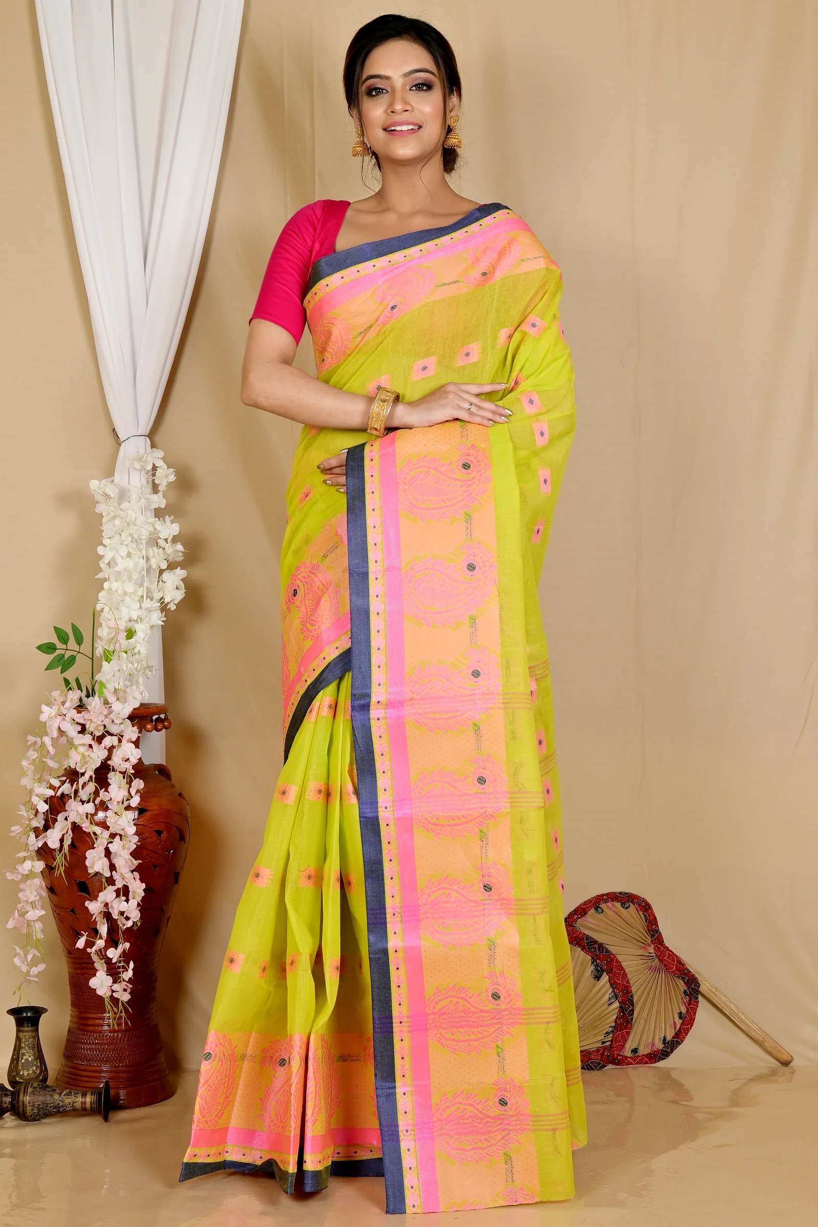 Green Pure Cotton Aloka Tant Saree (909)