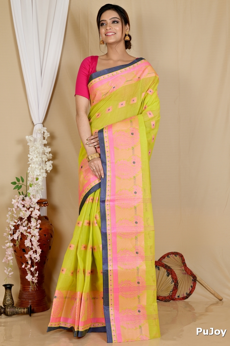 Green Pure Cotton Aloka Tant Saree (909)