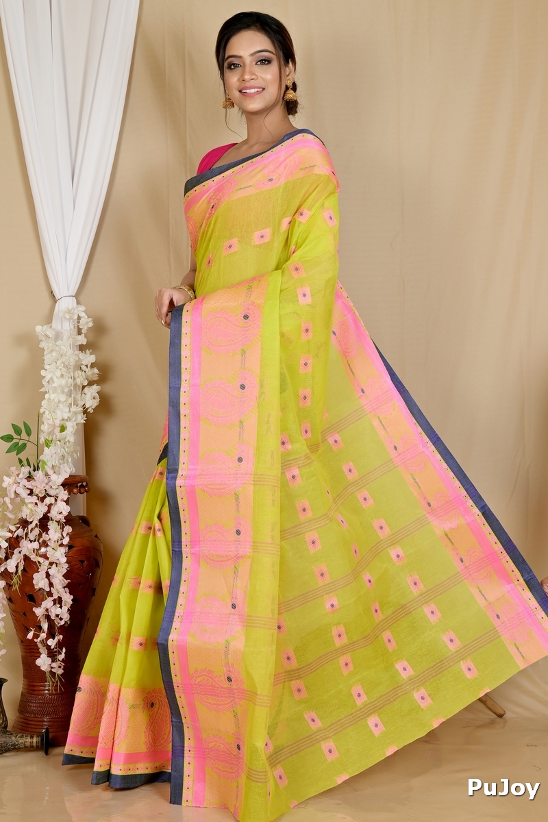 Green Pure Cotton Aloka Tant Saree (909)