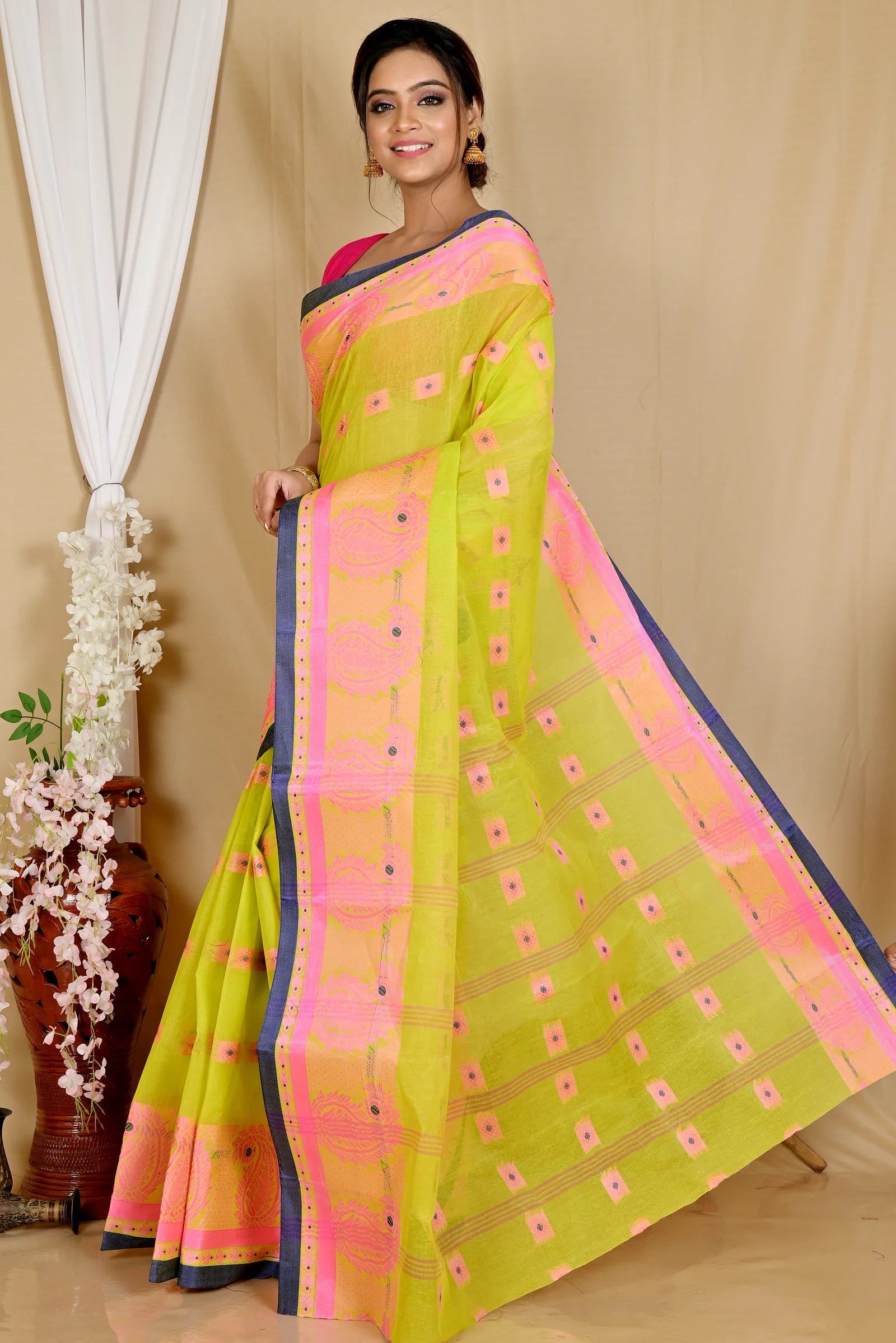 Green Pure Cotton Aloka Tant Saree (909)