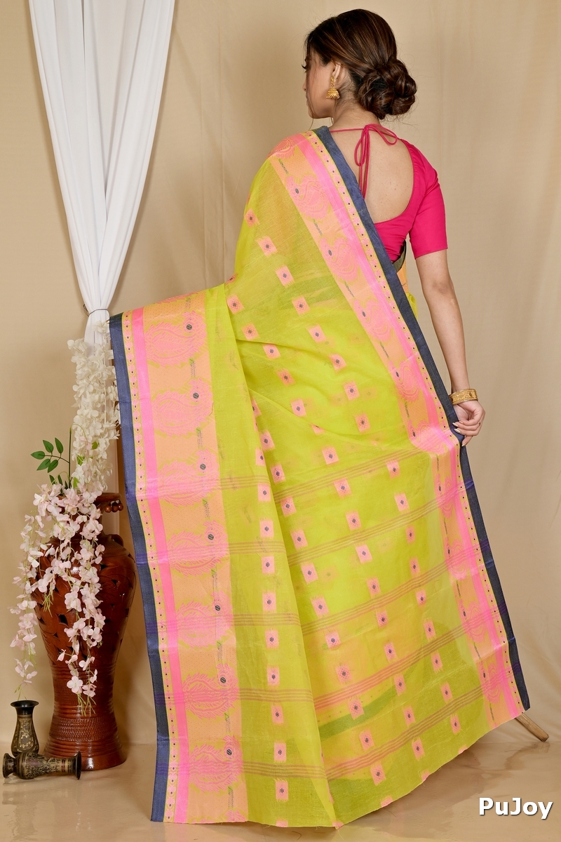Green Pure Cotton Aloka Tant Saree (909)