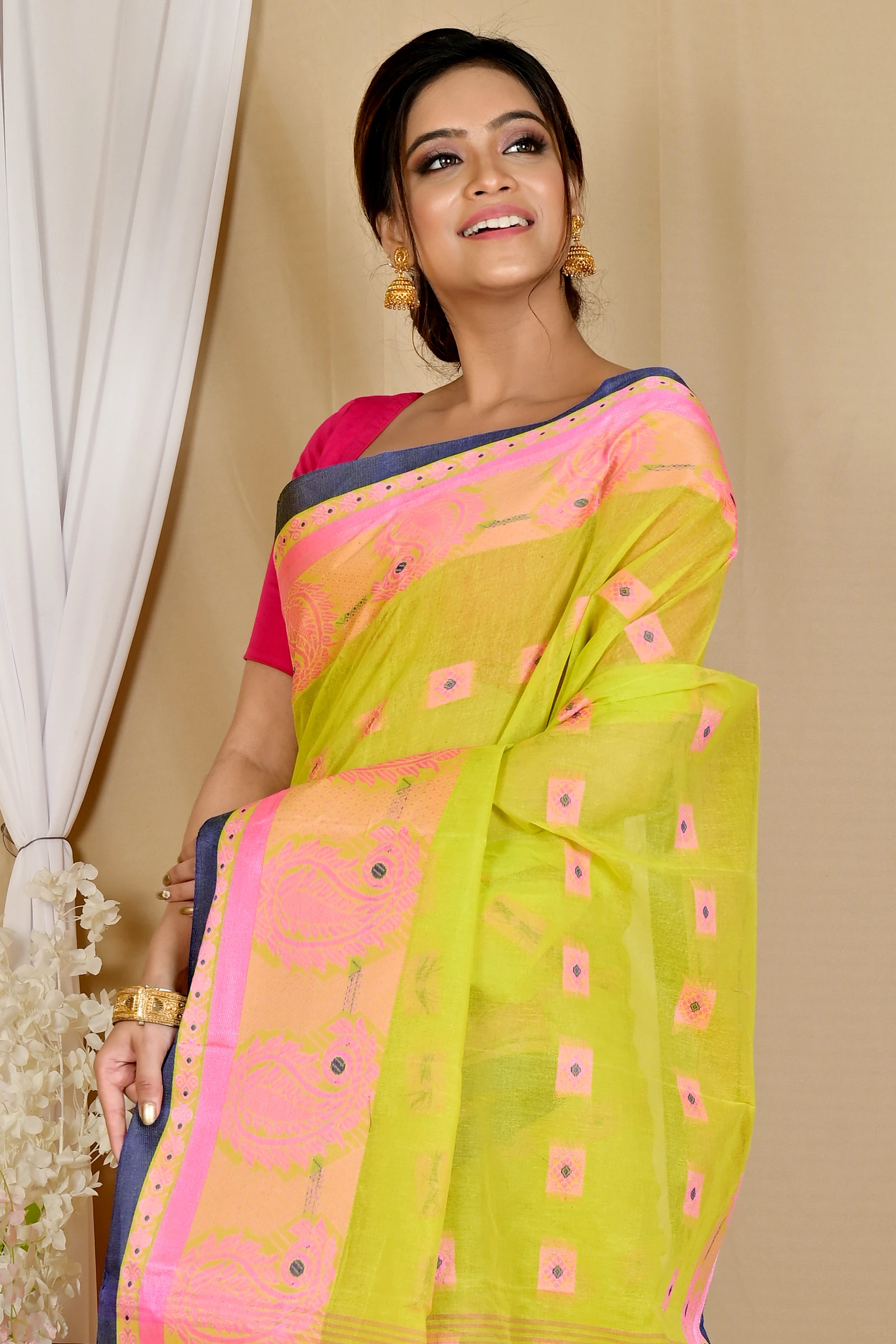 Green Pure Cotton Aloka Tant Saree (909)