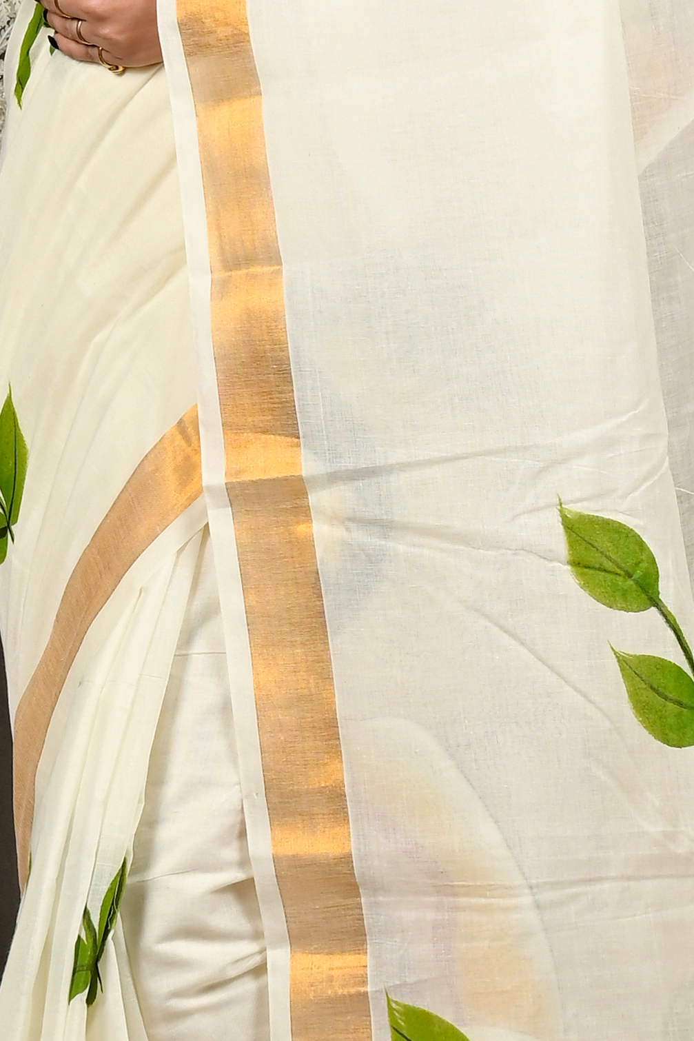 Multi-Coloured Pure Cotton Hataka Hand Painted Saree (9090)