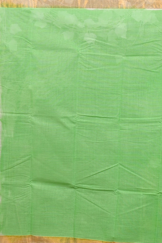 Green Pure Cotton Hataka Hand Painted Saree (9093)