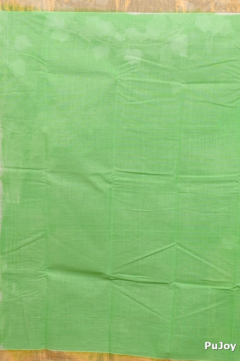 Green Pure Cotton Hataka Hand Painted Saree (9093)