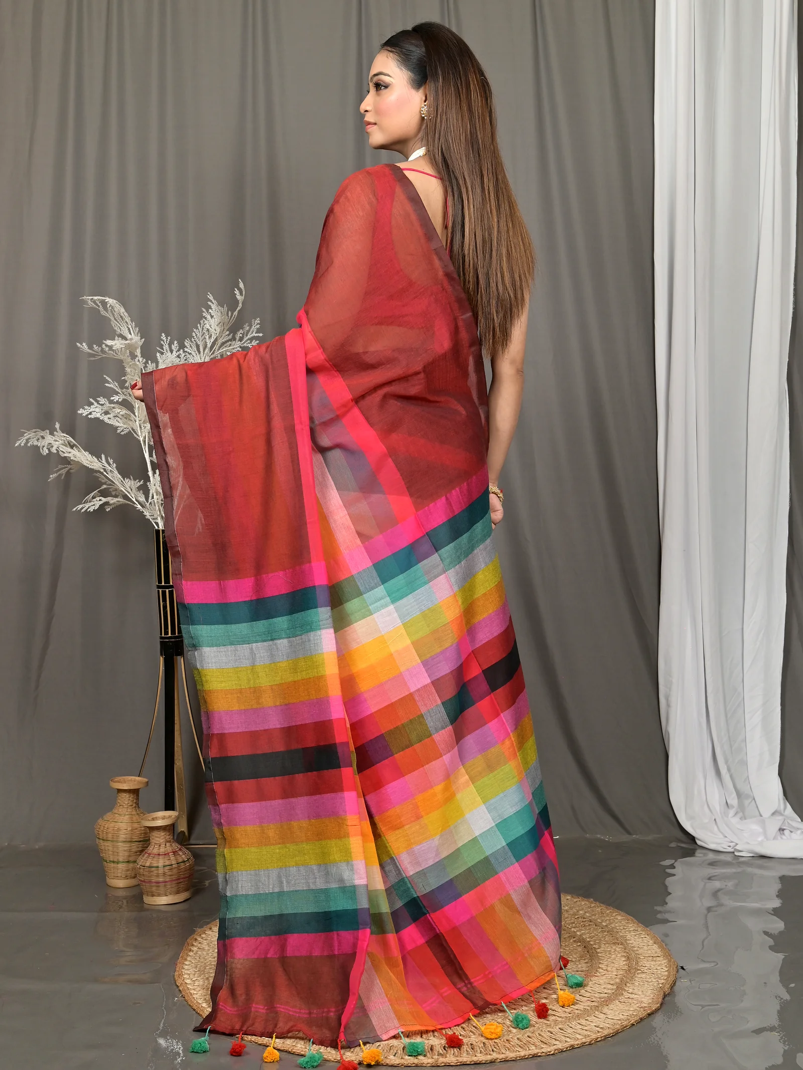 Maroon Cotton Sounur Handloom Saree  (91)