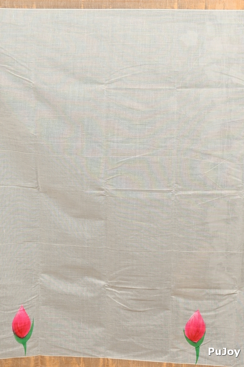 Multi-Coloured Pure Cotton Hataka Hand Painted Saree (9103)